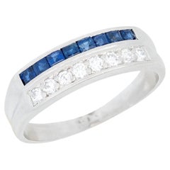 Art Deco Platinum Sapphire and Diamond Band