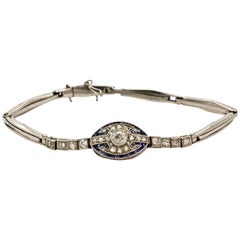 Antique Art Deco Platinum Sapphire and Diamond Bracelet