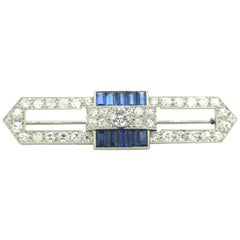 Art Deco Platinum Sapphire and Diamond Brooch Art Deco Platinum Sapphire and Diamond Brooch