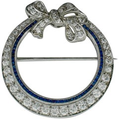 Art Deco Platinum Sapphire and Diamond Circle Brooch, circa 1920s