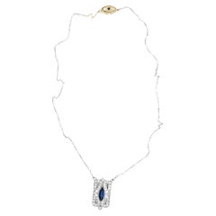 Art Deco Platinum Sapphire and Diamond Pendant