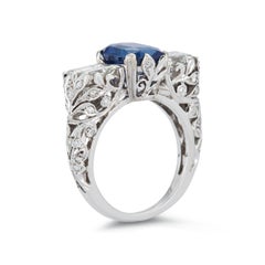 Art Deco Platinum Sapphire and Diamond Ring, Circa 1920