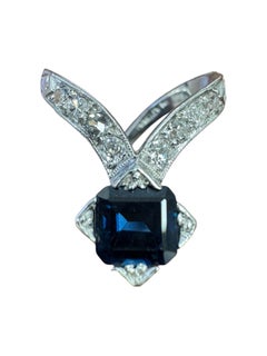 Art Deco Platinum Sapphire and Diamond Ring
