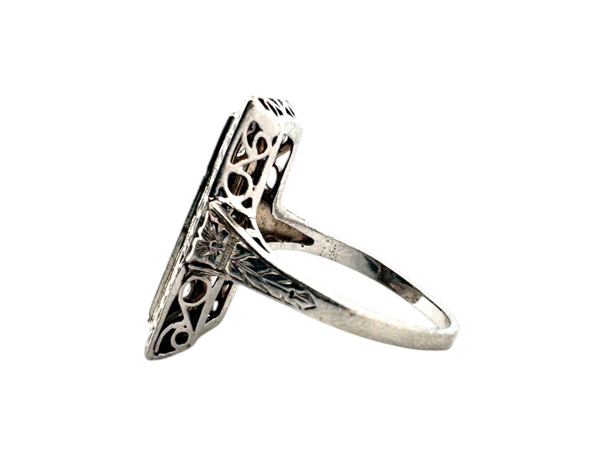 Women's Art Deco Platinum Sapphire & Diamond Cocktail Ring For Sale