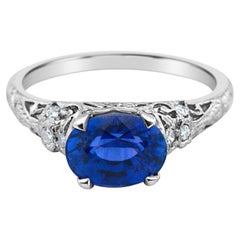 Art Deco Platinum Sapphire Diamond Engagement Ring Antique Art Deco Platinum Sapphire Diamond Engagement Ring