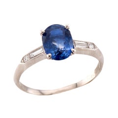 Art Deco Platinum Sapphire & Diamond Ring