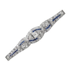 Vintage Art Deco Platinum Sapphire with Diamond Bracelet