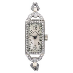 Art Deco Platinum Shreve & Co 1.00tcw Diamond Hand Wind Ladies Watch