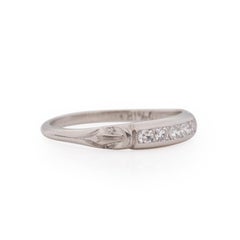 Art Deco Platinum Single Cut Vintage Diamond Stackable Wedding Band