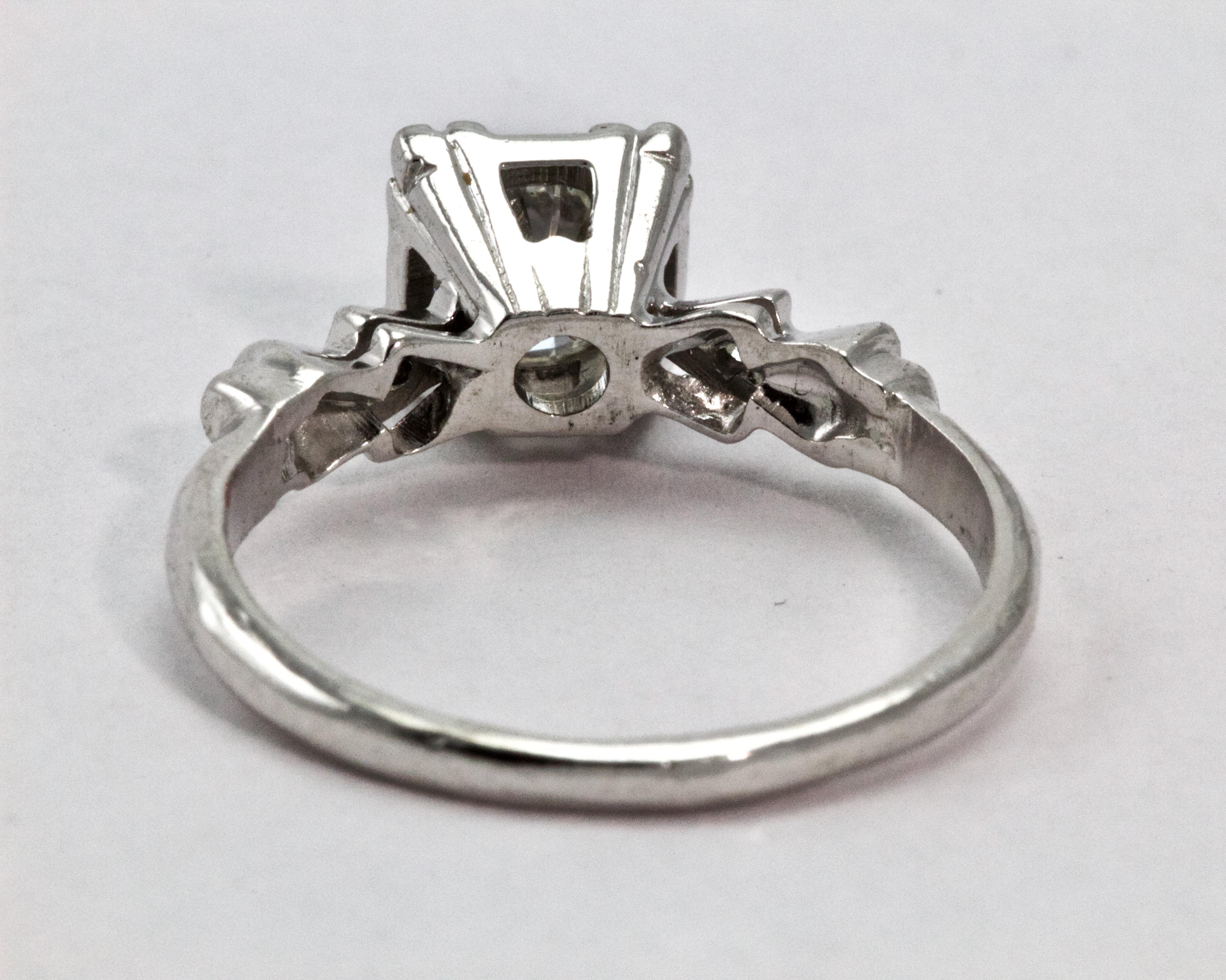 Art Deco Platinum Solitaire Diamond Engagement Ring In Excellent Condition In Chipping Campden, GB