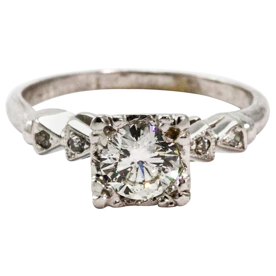 Art Deco Platinum Solitaire Diamond Engagement Ring