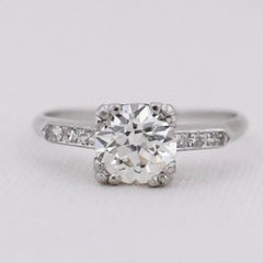 Art Deco Platinum Solitaire Old European Cut Diamond Engagement Ring GIA