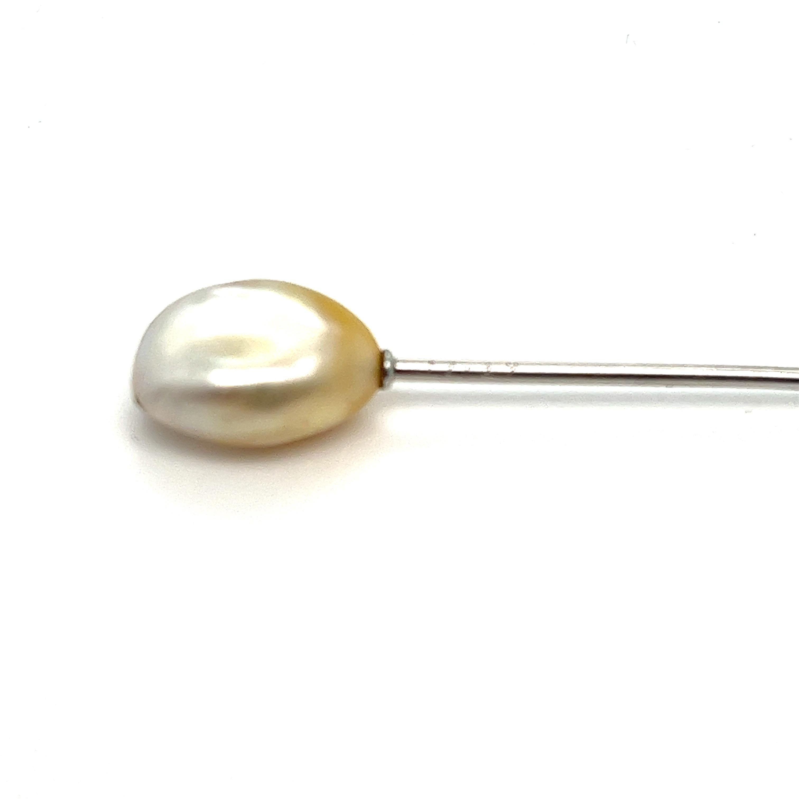 Art Deco Platinum Stick Pin with Natural Pearl - Late 19th Century Elegance In Good Condition For Sale In Miami, FL