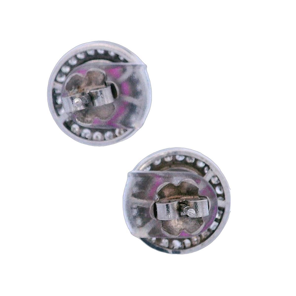 Art Deco Platinum studs Earrings with Diamonds and Rubies In Excellent Condition For Sale In Aventura, FL