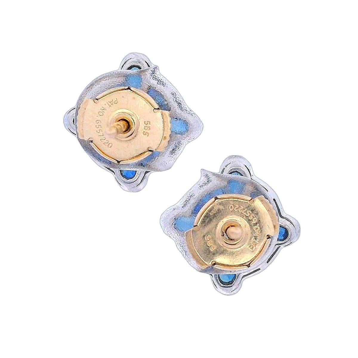 Taglio antico europeo Borchie Art Deco in platino con 2,34 CTW di diamanti e zaffiri in vendita