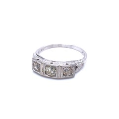 Art Deco Platinum Three-Stone 1 Carat Diamond Ring