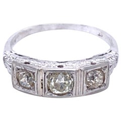 Art Deco Platinum Three-Stone 1 Carat Diamond Ring