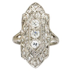 Art Deco Platinum Three-Stone Diamond Cocktail Ring