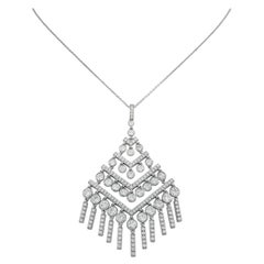 Art Deco Stil Platin Tiffany & Co. 3,69 Karat Gesamtkaratgewicht Diamant Tropfen Anhänger Halskette