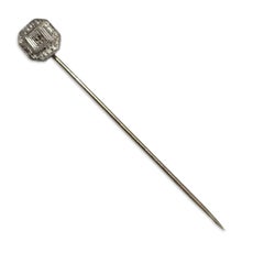 Art Deco Platinum-Top & 14K White Gold Stick Pin with Old Mine Diamond