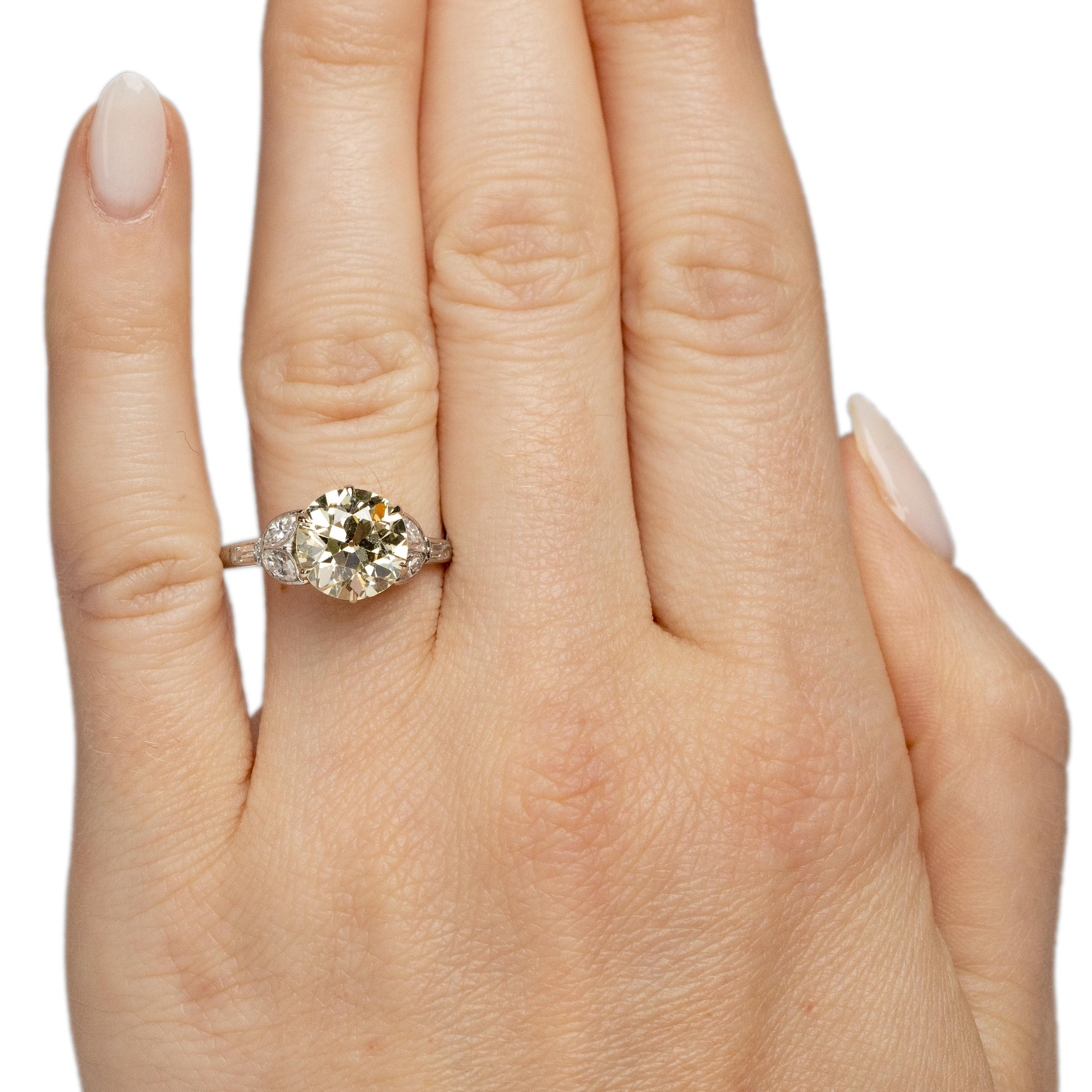 Art Deco Platinum Vintage Floral Motif 3Ct Solitaire Antique Engagement Ring In Good Condition In Addison, TX