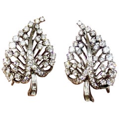 Vintage Art Deco Platinum VS Diamond Brilliant Baguette Drop Earrings