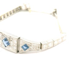 Art Deco Platinum Yogo Sapphire & Diamond Bracelet