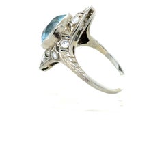 Art Deco, Platinum, Zircon and Diamond Ring