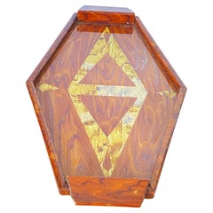 Art Deco Platter, in Inlaid Wood, Brown Color, France circa 1940