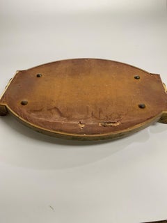 Art Deco Platter, Tray, Brass, and White Wood, Handles and Mirror, France, 1930