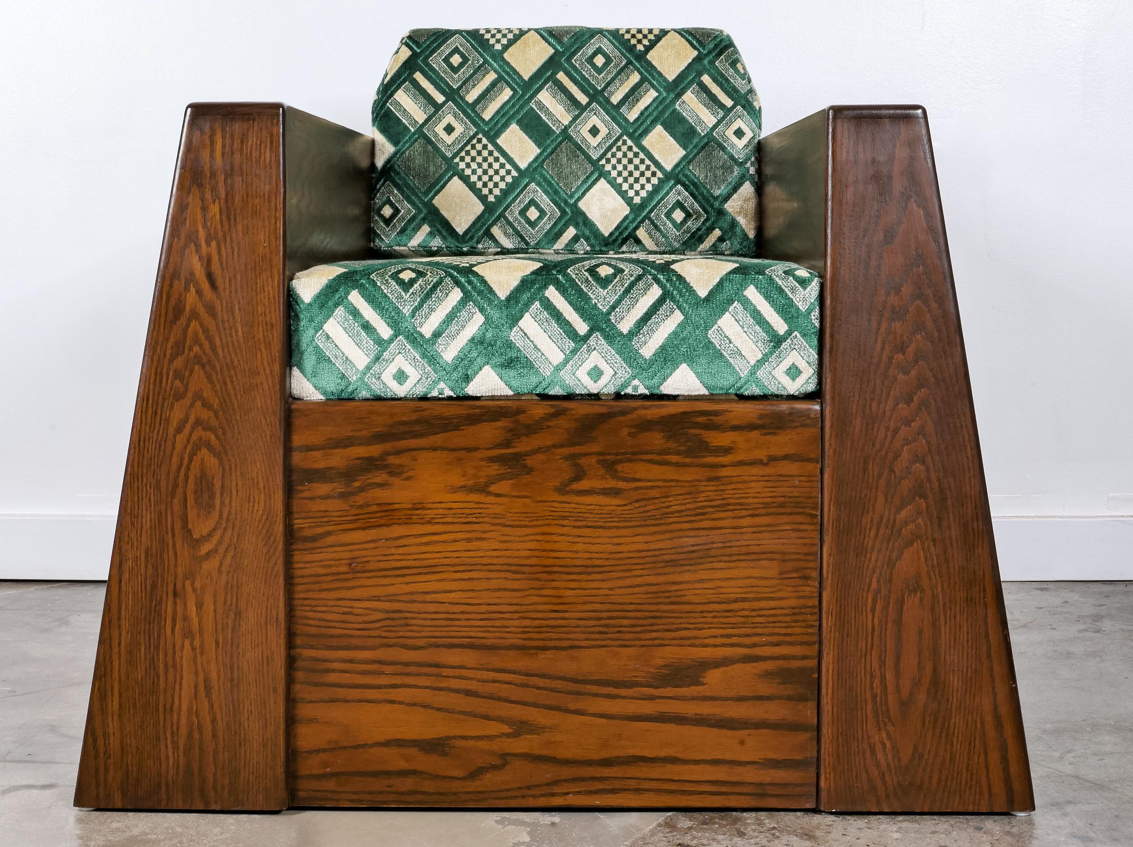 Textile Art Deco Plywood Chair For Sale