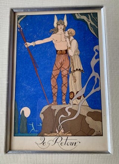 Art Deco Pochoir Modedrucke Le Retour von Georges Barbier und Petrole Hahn