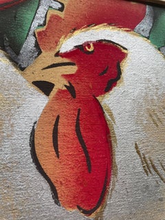 Art Déco Pochoir Print "Les coqs". Georges MANZANA- PISSARRO. France 1920s.