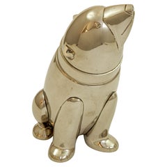 Art Deco Polar Bear Chromed Metal Figural Cocktail Shaker 1980s