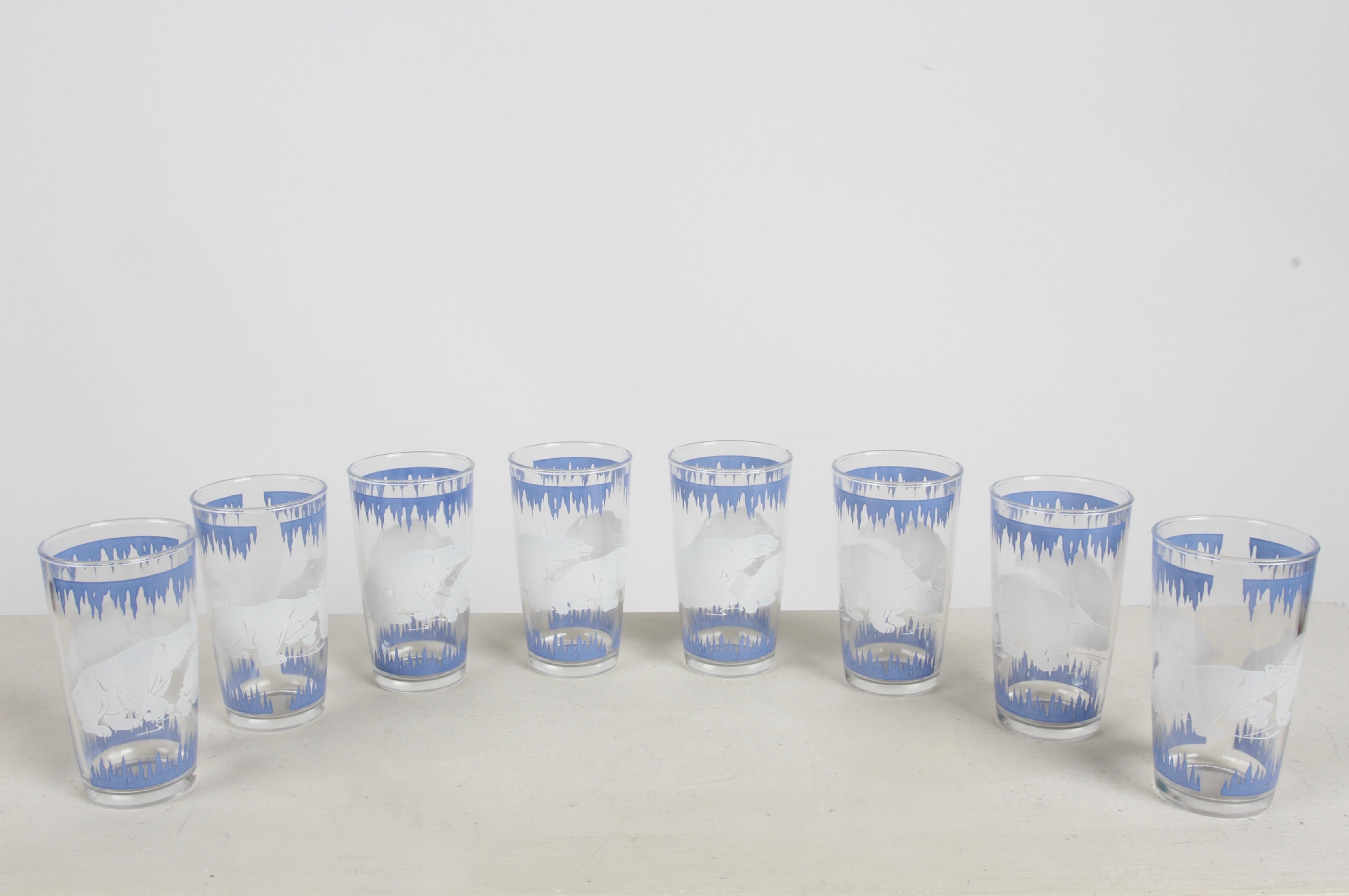 Juego de cócteles Art Decó Oso Polar - Hazel-Atlas - Juego completo de 18 cocteleras Caja en venta 6
