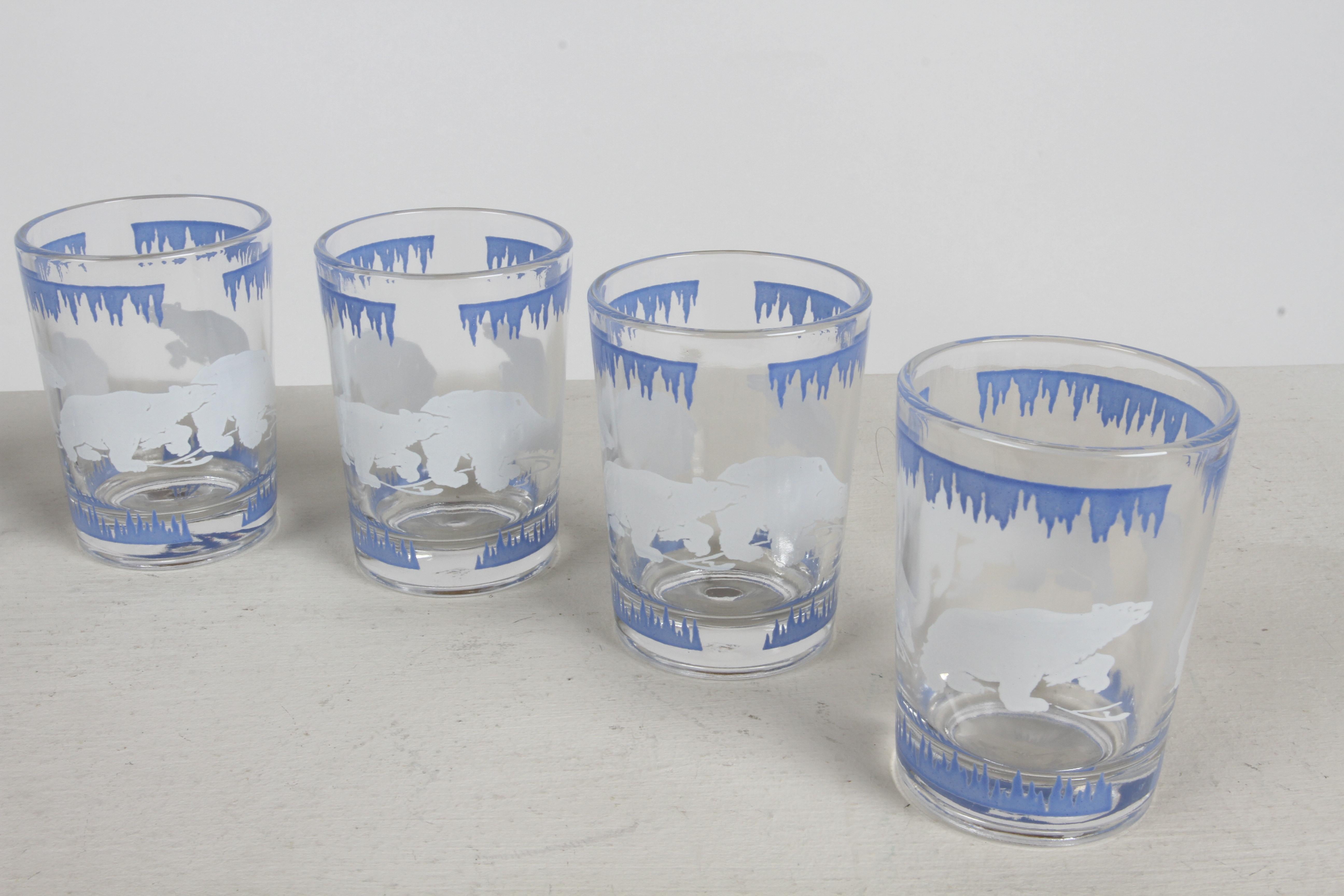 Juego de cócteles Art Decó Oso Polar - Hazel-Atlas - Juego completo de 18 cocteleras Caja en venta 9