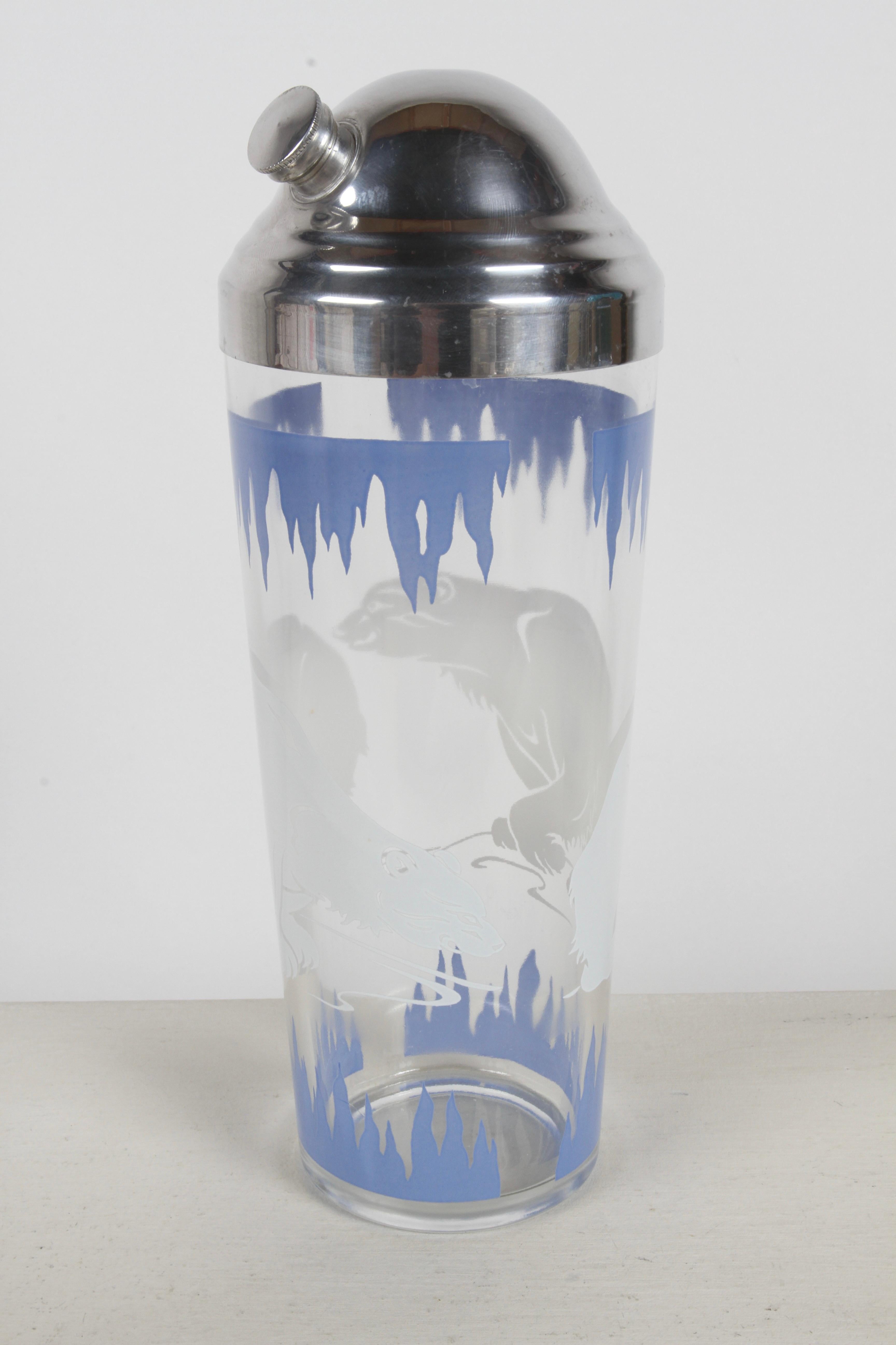 Juego de cócteles Art Decó Oso Polar - Hazel-Atlas - Juego completo de 18 cocteleras Caja mediados del siglo XX en venta