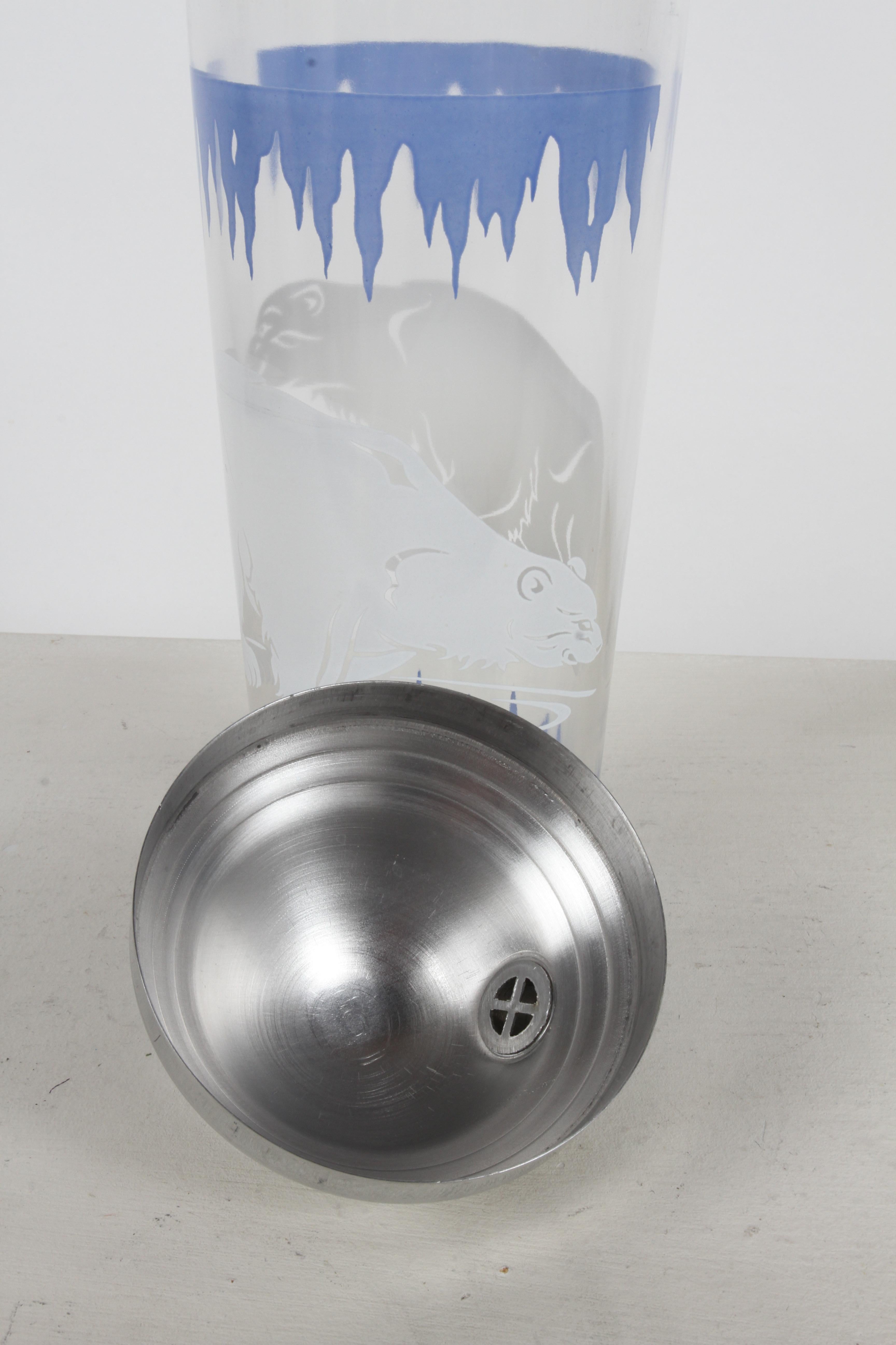 Juego de cócteles Art Decó Oso Polar - Hazel-Atlas - Juego completo de 18 cocteleras Caja en venta 1
