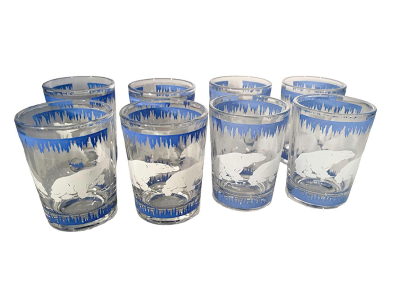 Art Deco Polar Bear Cocktail Set, Hazel-Atlas, Shaker, Ice Bowl & 14 Glasses For Sale 1