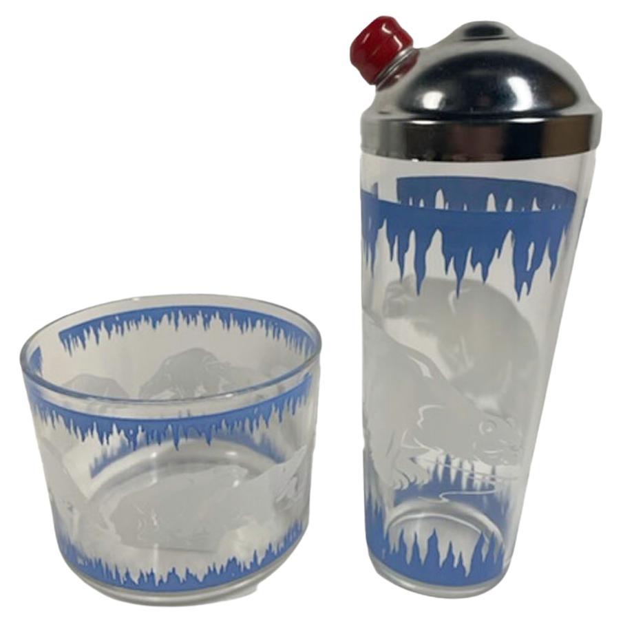 Art Deco Polar Bear Cocktail Shaker and Ice Bowl by Hazel-Atlas