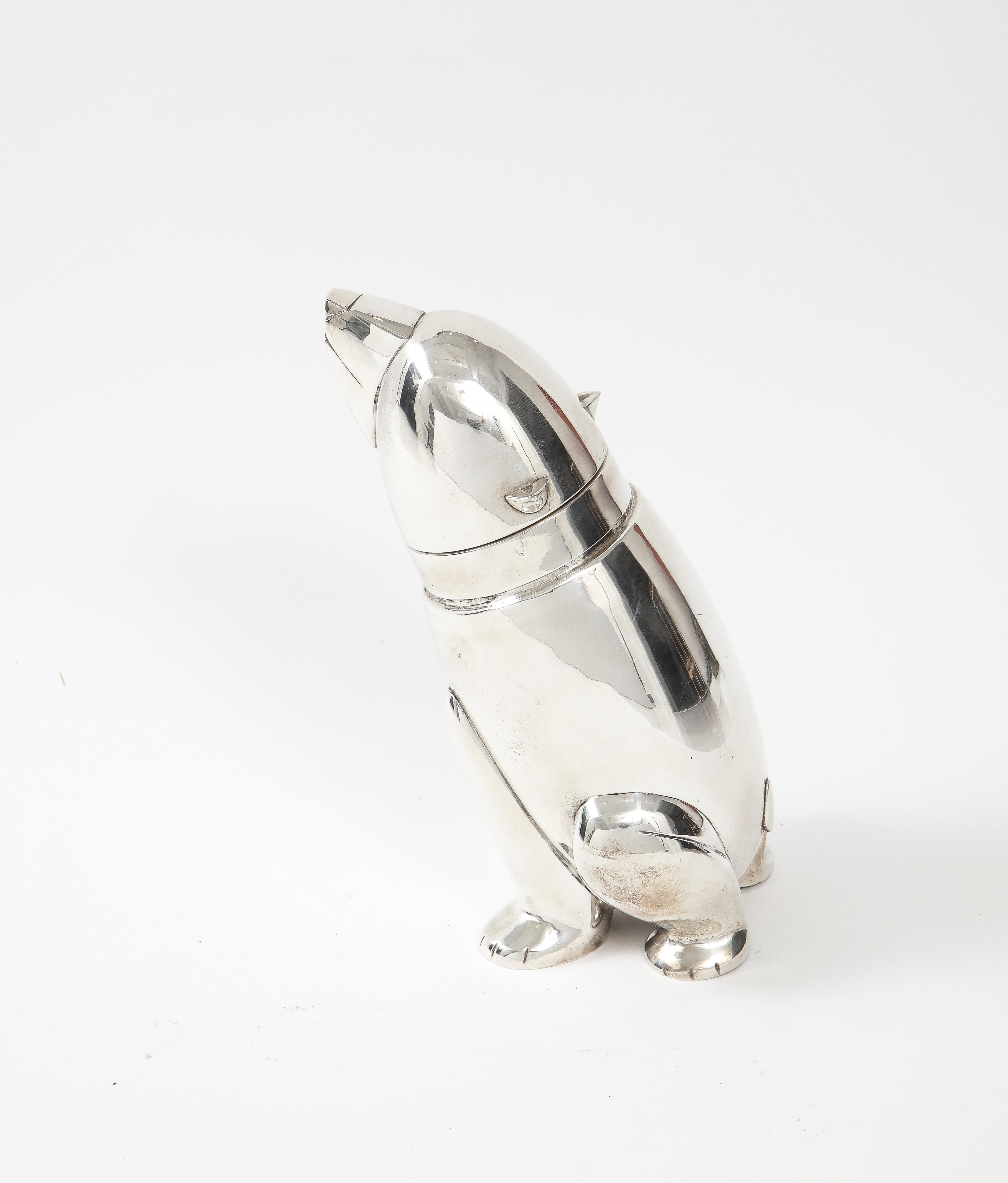 Mid-20th Century Art Deco Polar Bear Van Bergh Silver Plate Cocktail Shaker