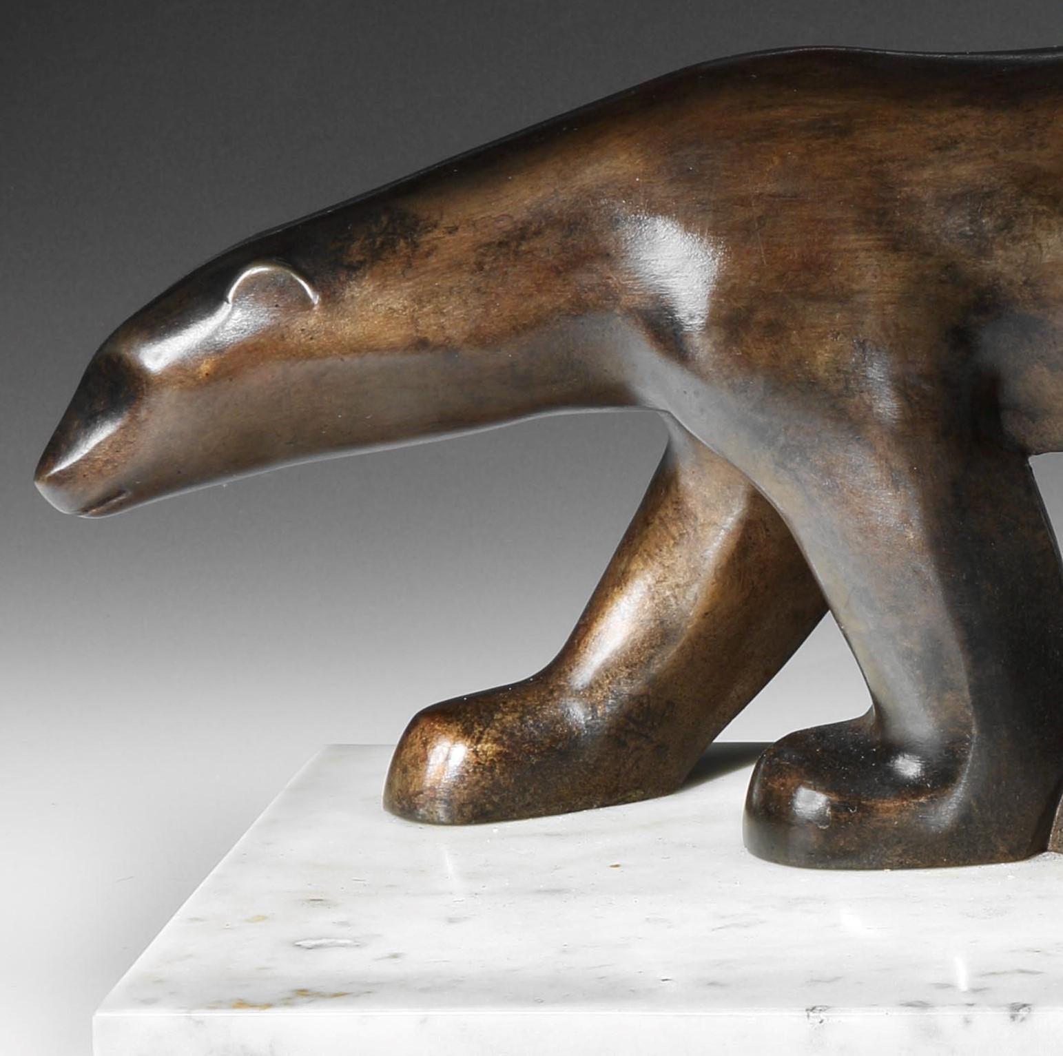 Patinated Art Deco Polar Bears bronze by Alexandre Zankoff, 1930