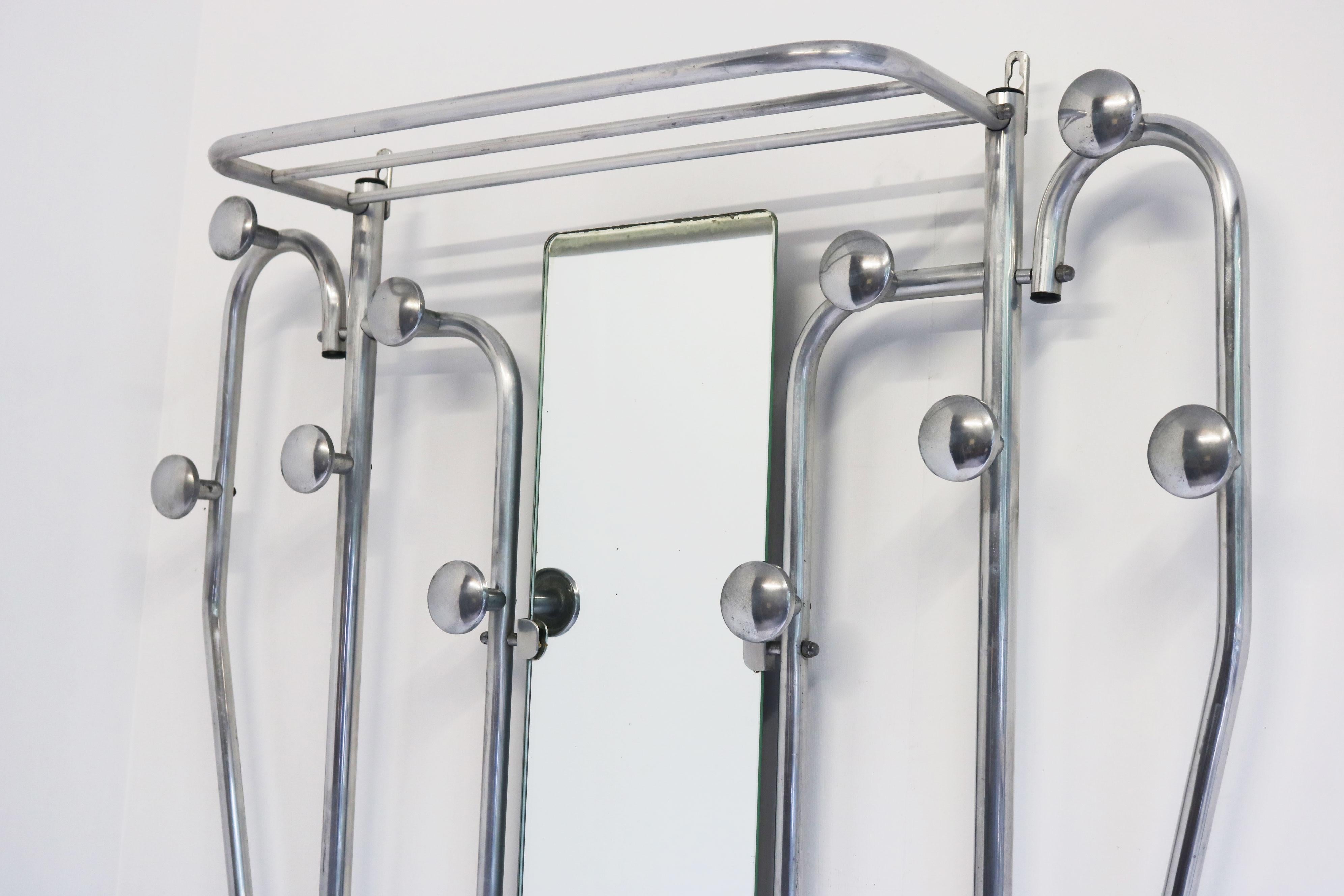 Art Deco Polished Aluminum Hall Tree Umbrella Stand Coat Rack Bauhaus For Sale 5