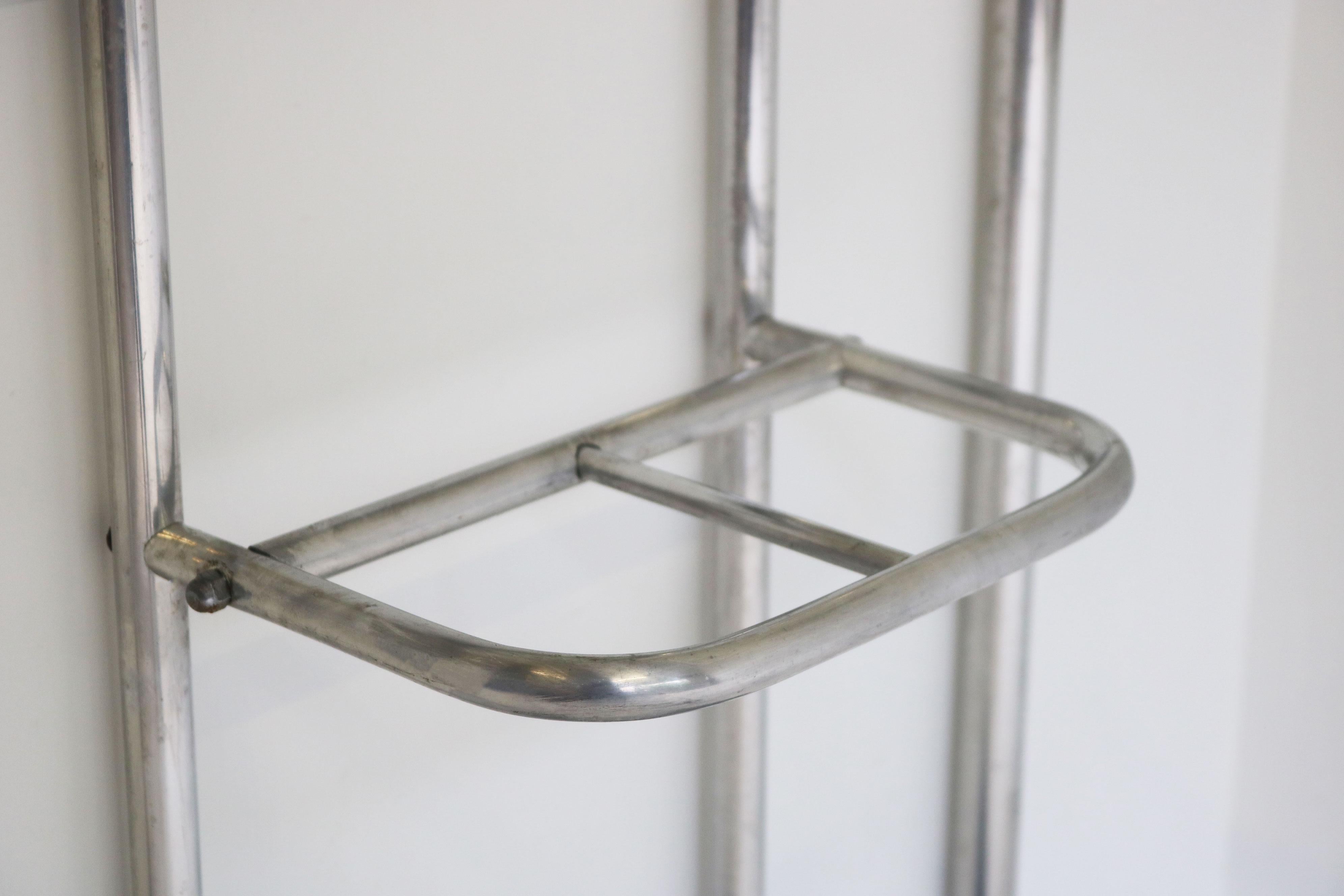 Art Deco Polished Aluminum Hall Tree Umbrella Stand Coat Rack Bauhaus In Good Condition For Sale In Ijzendijke, NL