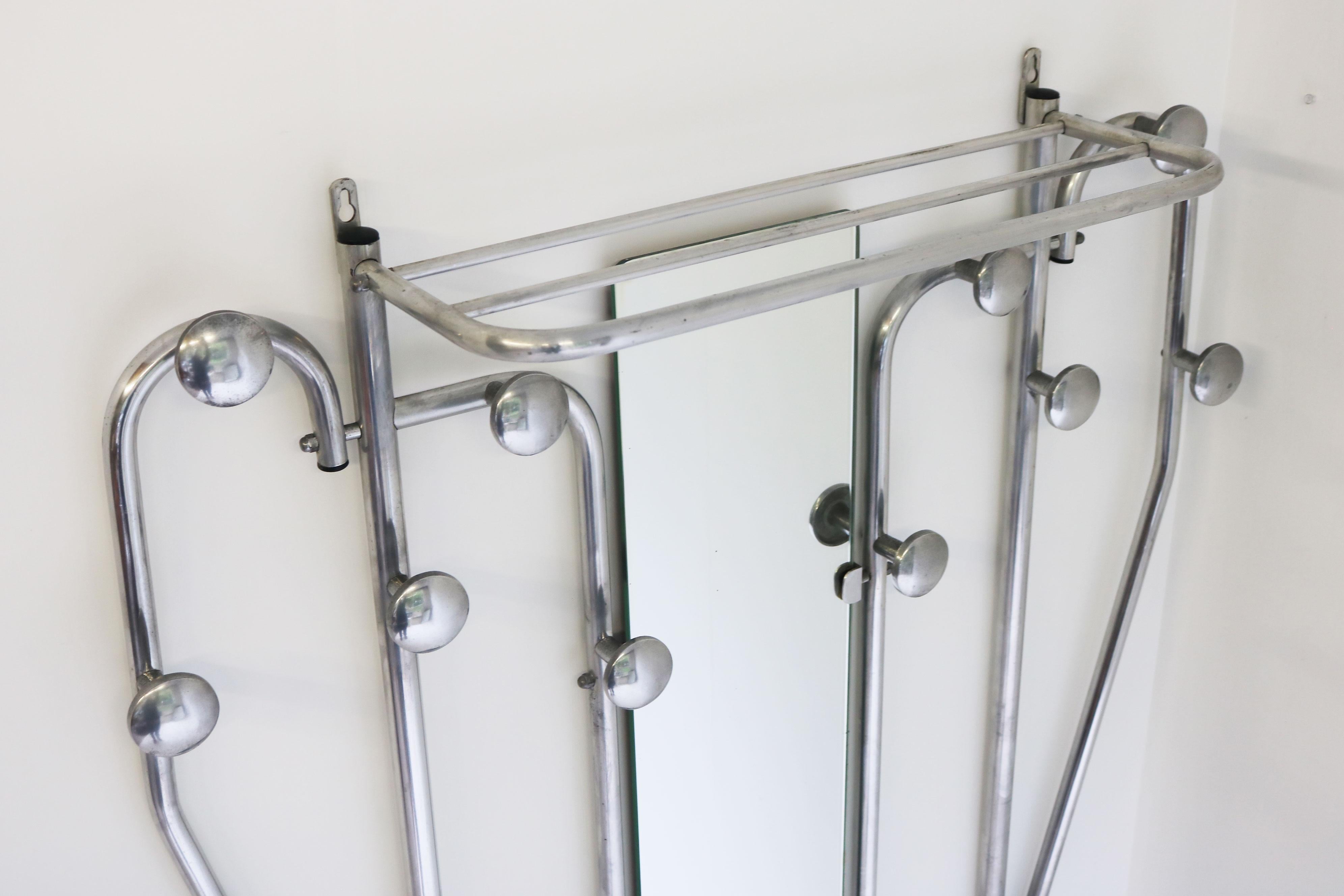 Art Deco Polished Aluminum Hall Tree Umbrella Stand Coat Rack Bauhaus For Sale 2