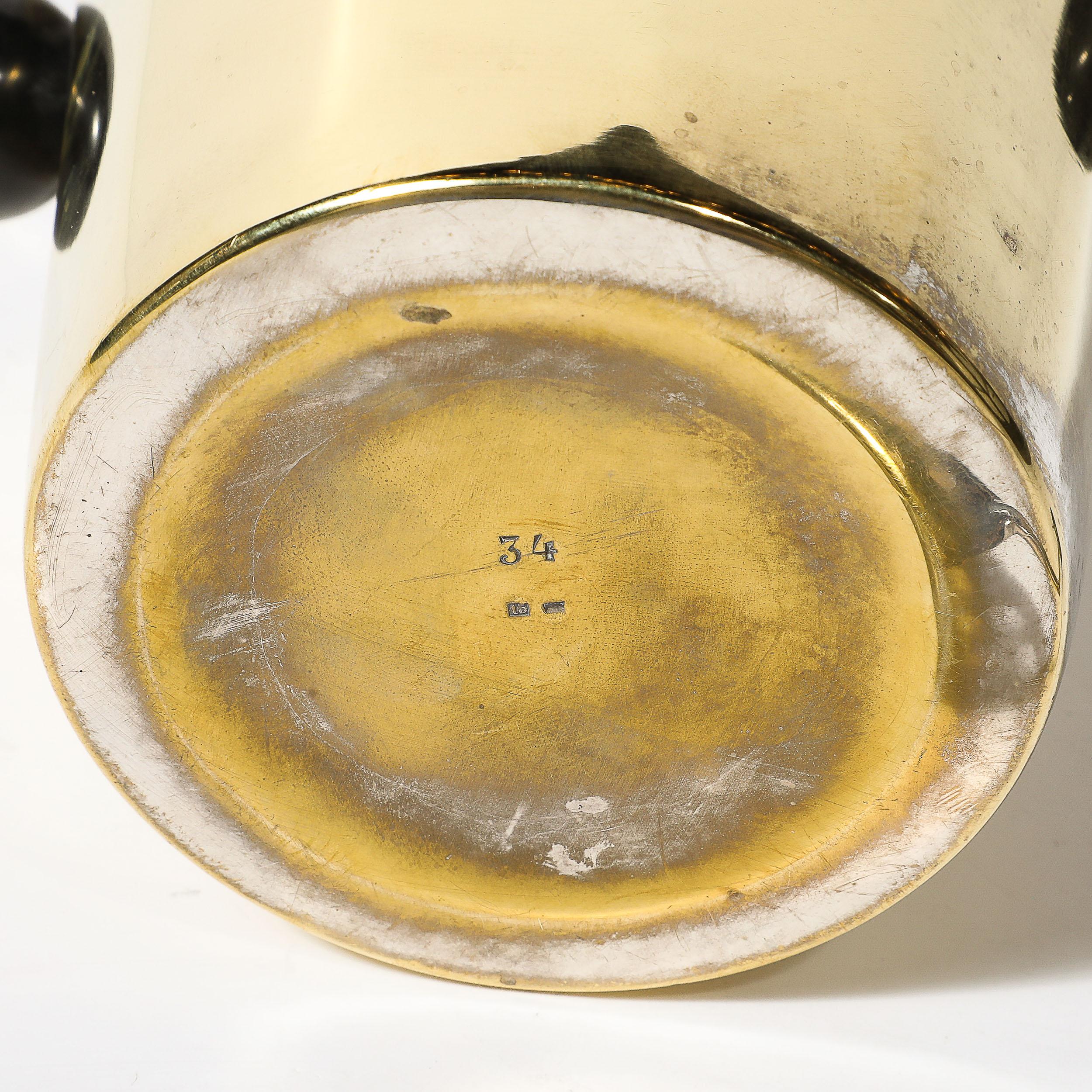 Art Deco Polished Brass & Bakelite Ice Bucket W/ Matching Scoop 4
