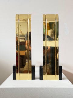 Art Deco Polished Brass Large Andirons ca' 1950's