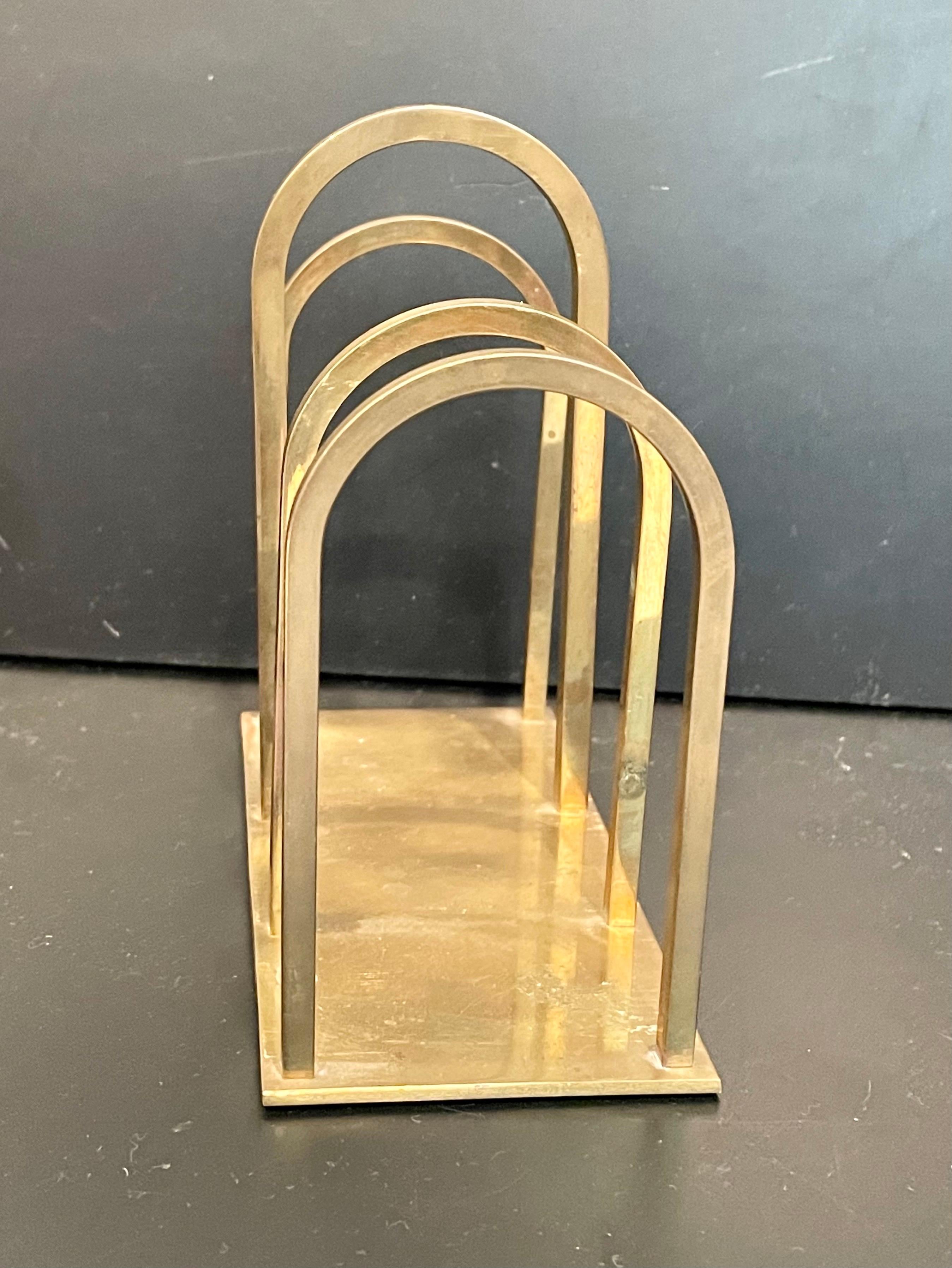 Art Deco Polished Brass Letter Holder In Good Condition In San Diego, CA