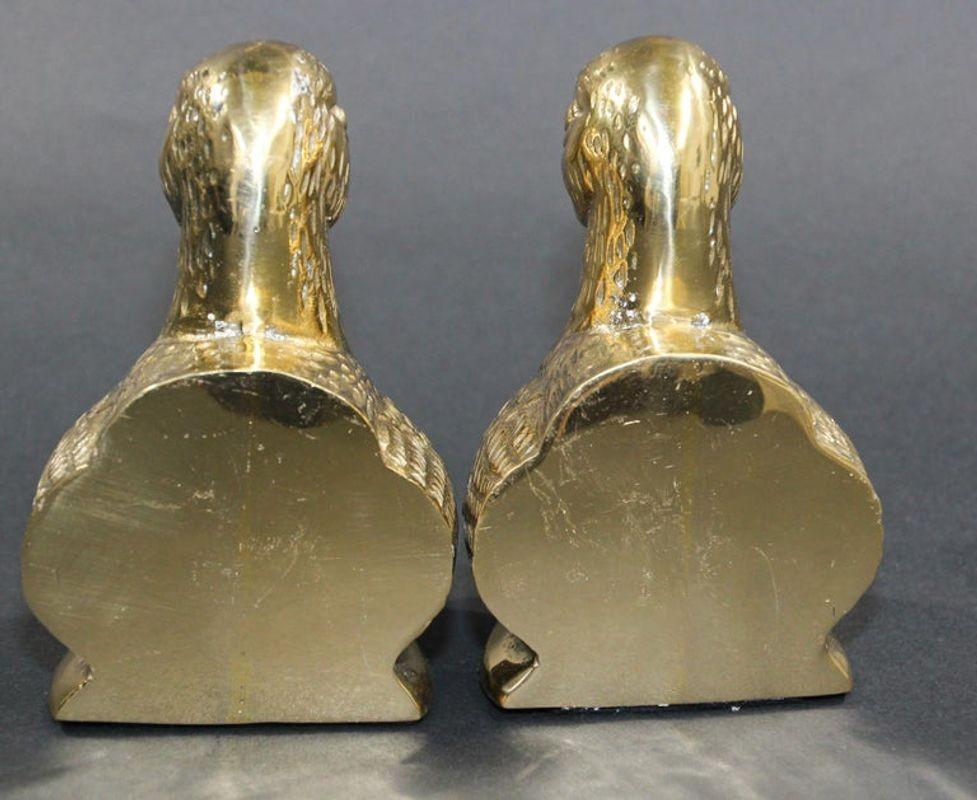Polished Cast Brass Mallard Duck Head Bookends, circa 1940 In Good Condition In North Hollywood, CA