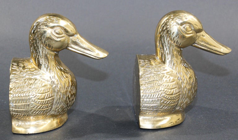 Art Deco Polished Cast Brass Duck Bookends, circa 1940 For Sale 1